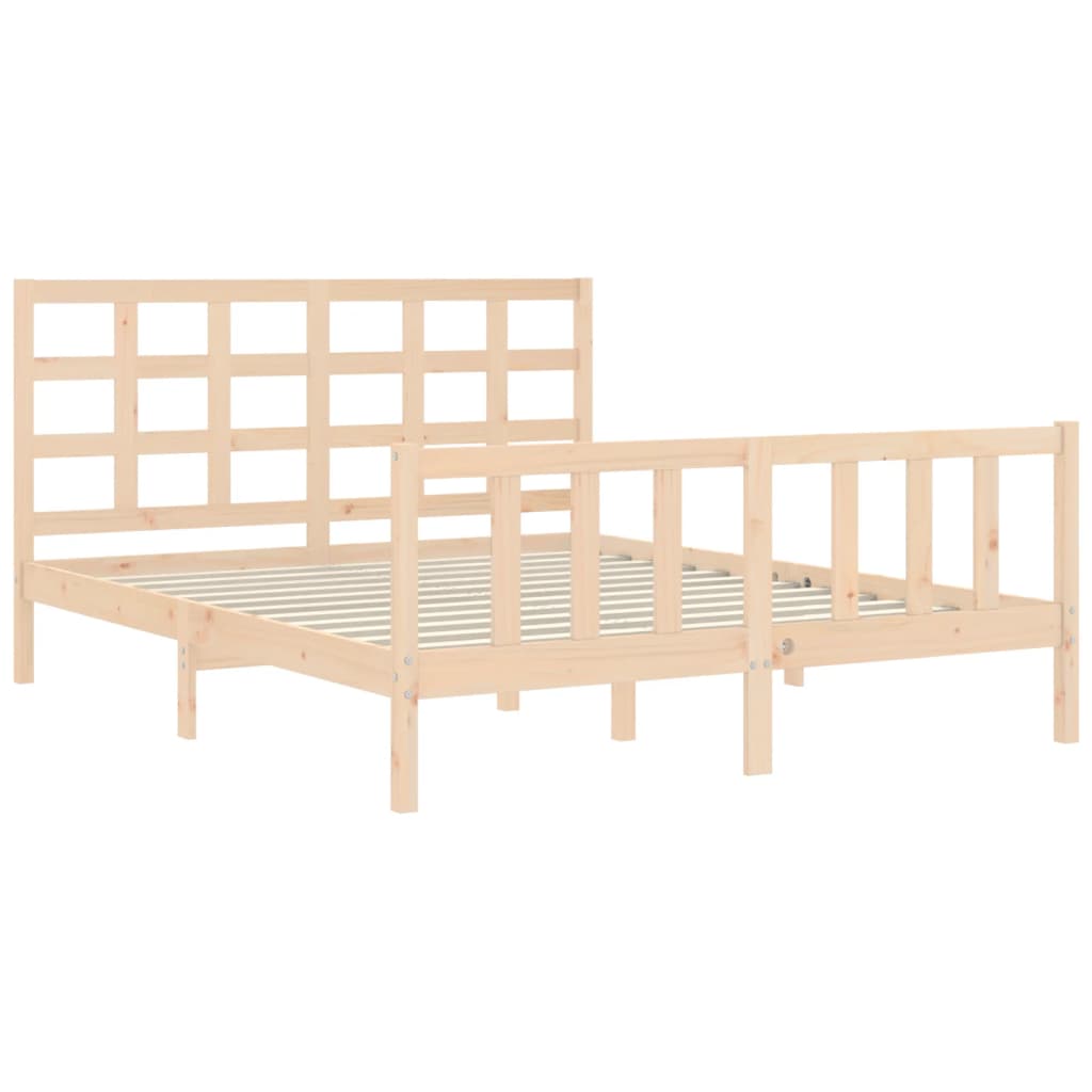 Bed Frame with Headboard 153x203 cm Queen Solid Wood