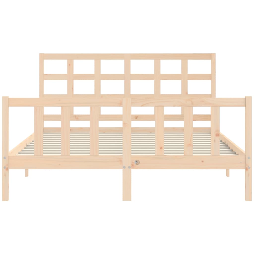 Bed Frame with Headboard 153x203 cm Queen Solid Wood