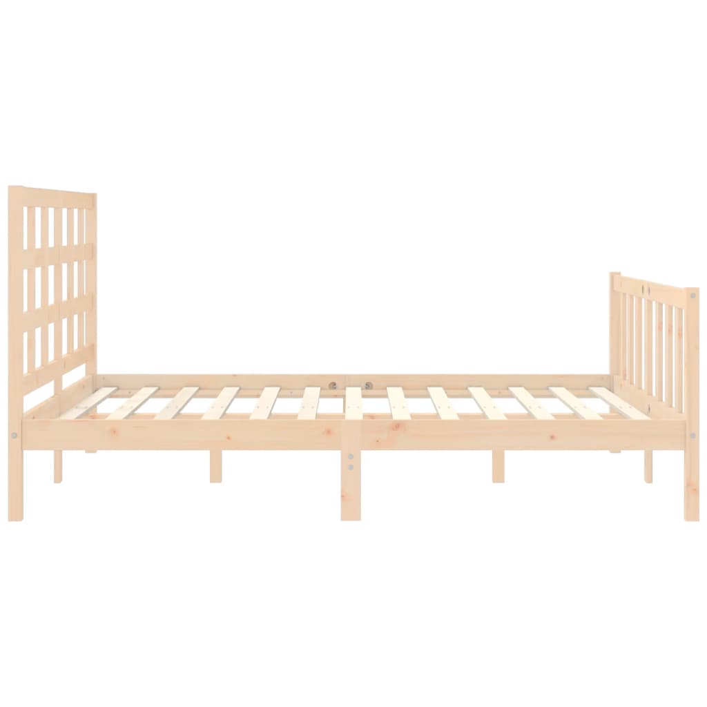 Bed Frame with Headboard 153x203 cm Queen Solid Wood