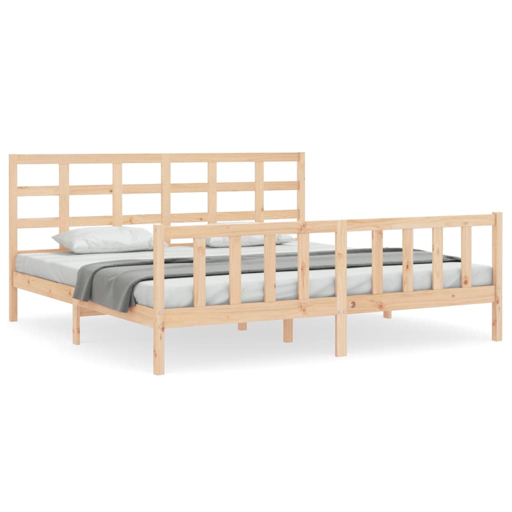 Bed Frame with Headboard 183x203 cm King Solid Wood