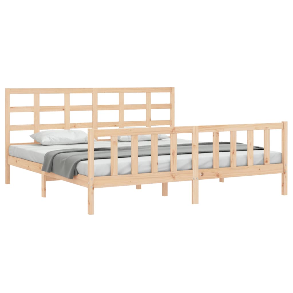 Bed Frame with Headboard 183x203 cm King Solid Wood