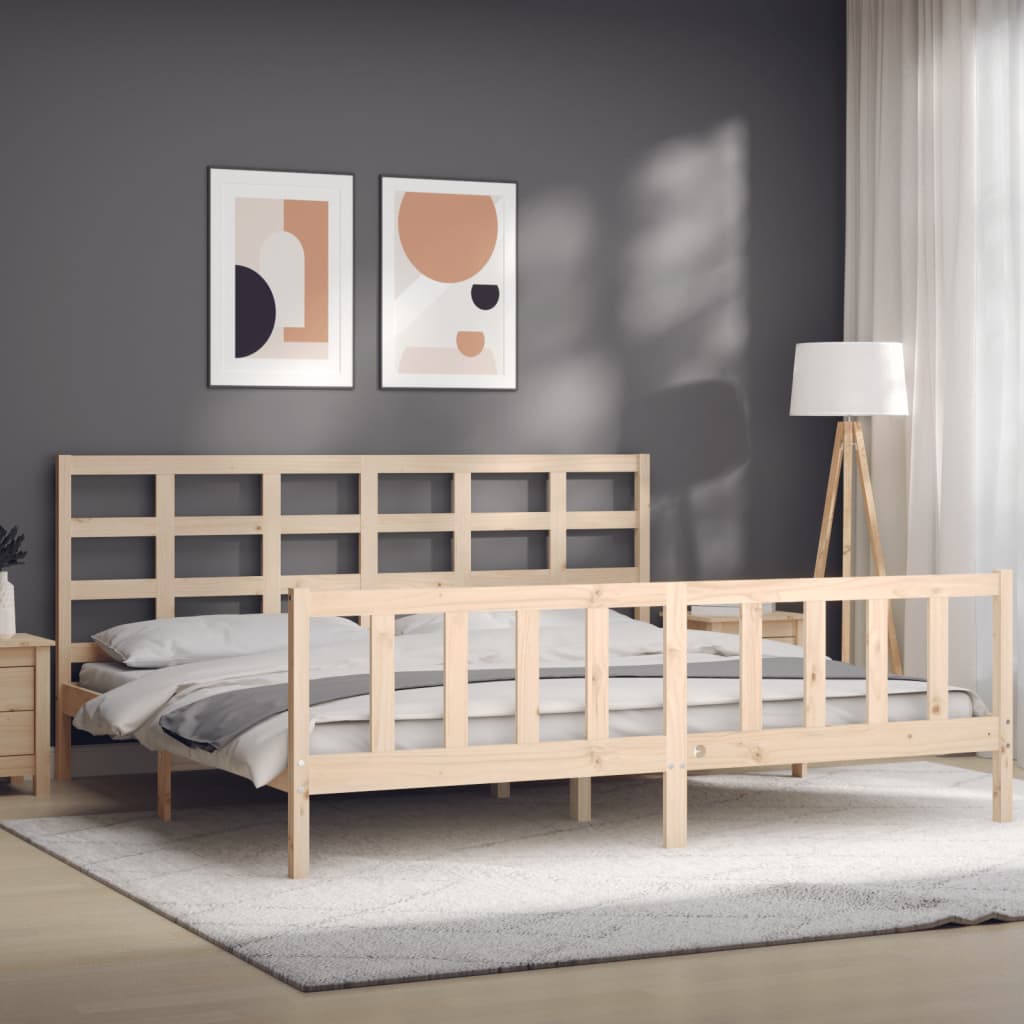 Bed Frame with Headboard 183x203 cm King Solid Wood