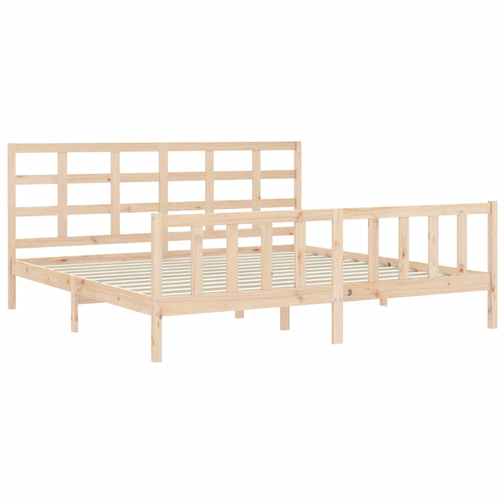 Bed Frame with Headboard 183x203 cm King Solid Wood