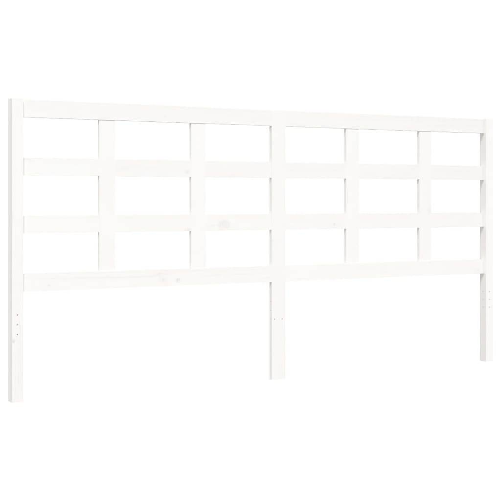 Bed Frame with Headboard White 183x203 cm King Solid Wood