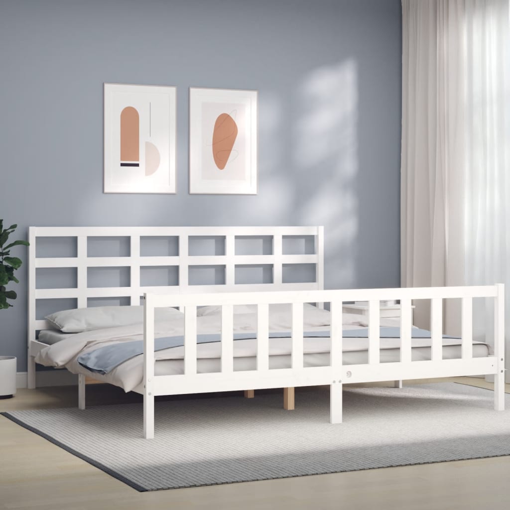 Bed Frame With Headboard 92X187 Cm Single Size Solid Wood