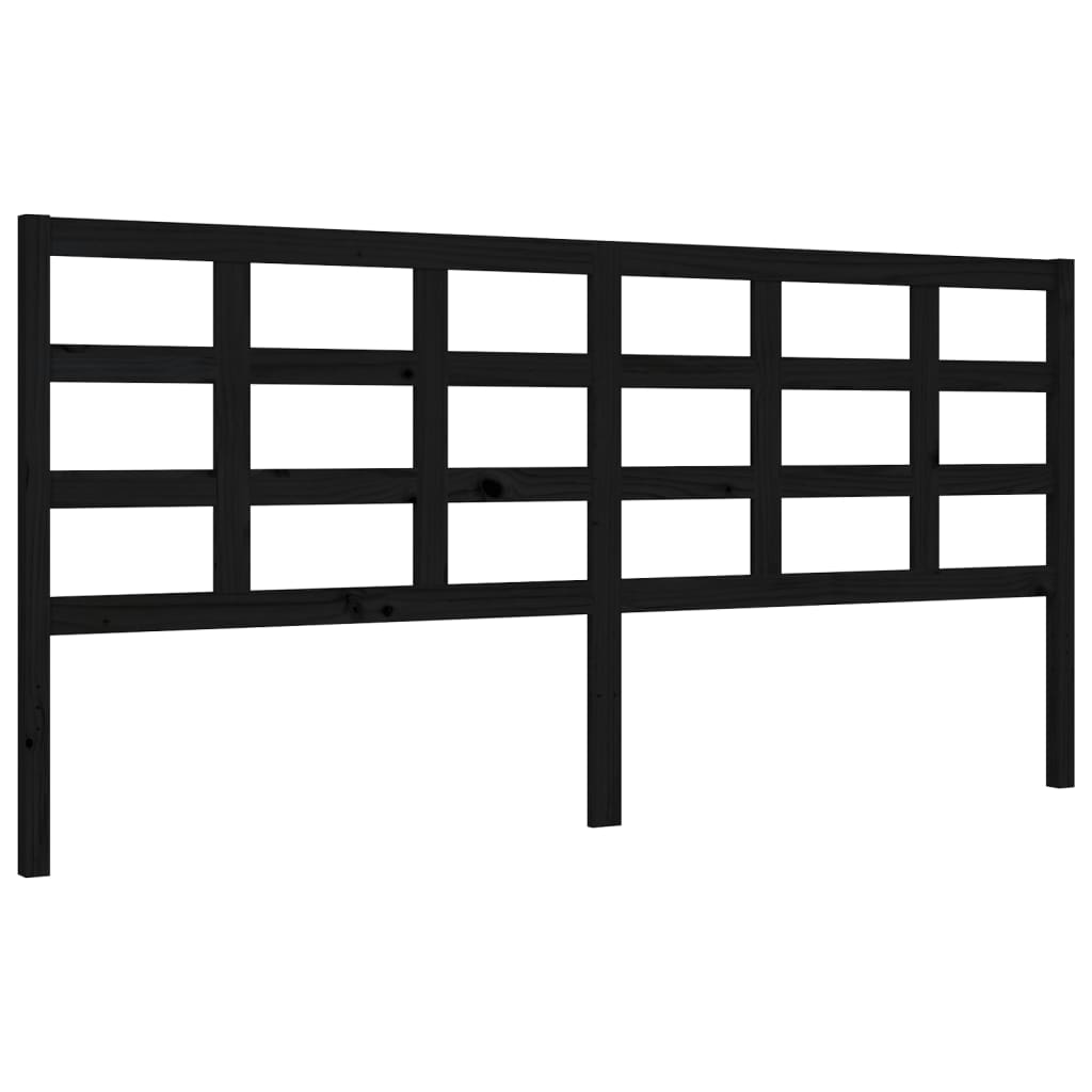 Bed Frame with Headboard Black 183x203 cm King Solid Wood