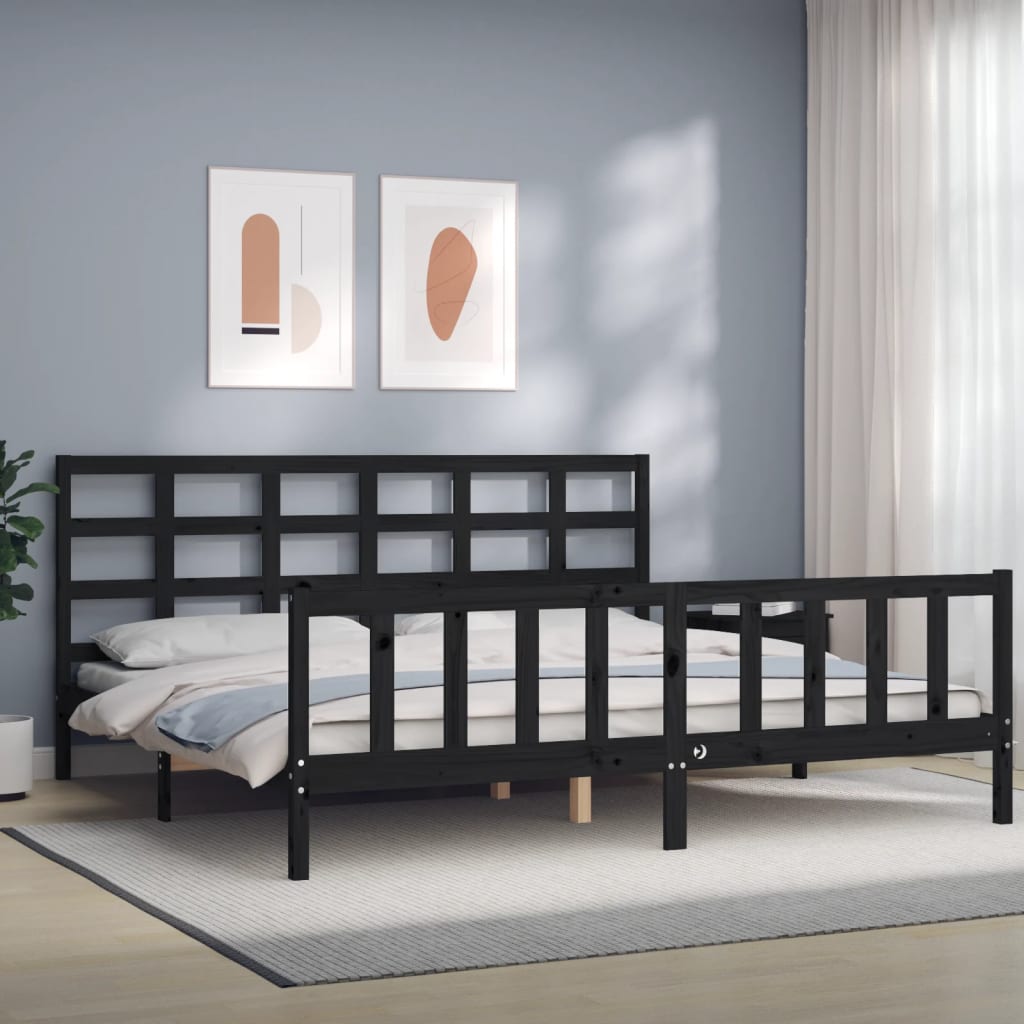 Bed Frame With Headboard 92X187 Cm Single Size Solid Wood