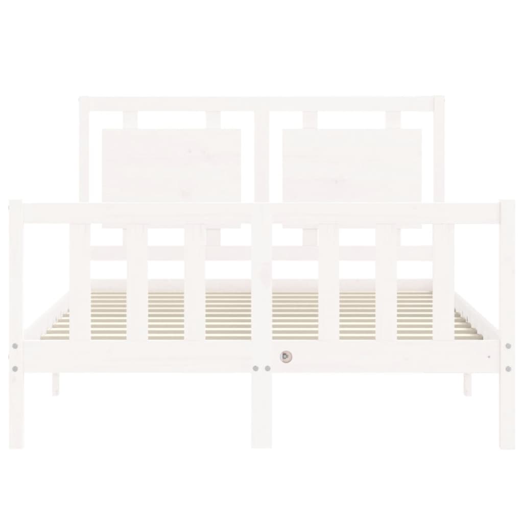 Bed Frame with Headboard White 137x187 cm Double Solid Wood