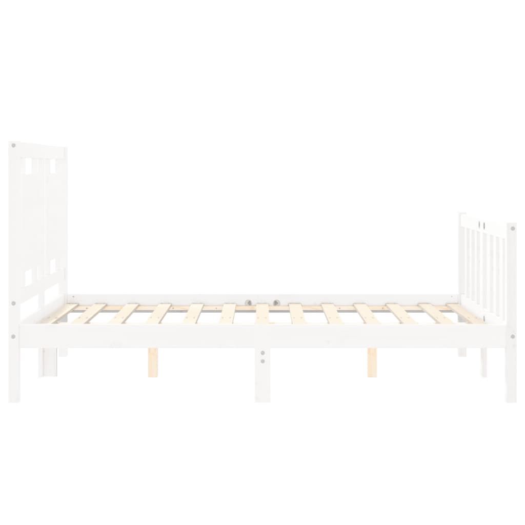 Bed Frame with Headboard White 137x187 cm Double Solid Wood