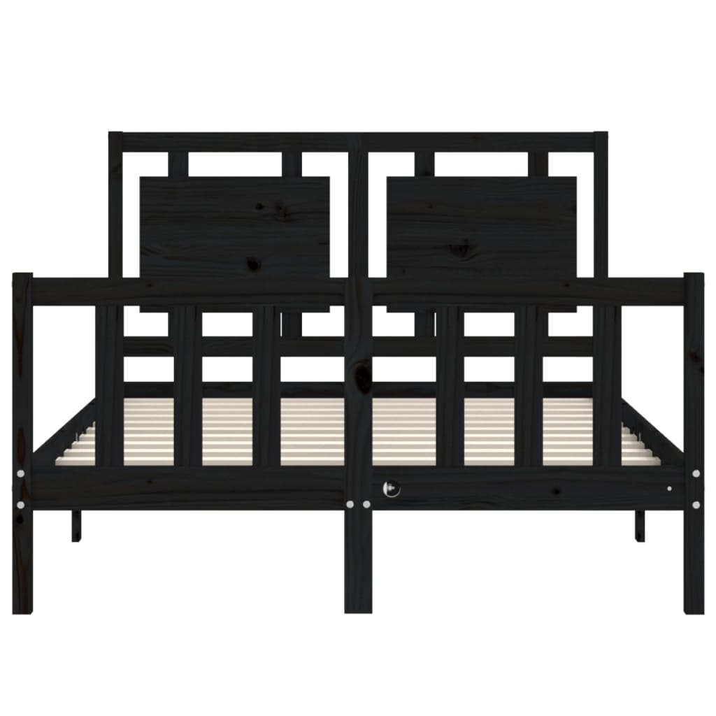 Bed Frame with Headboard Black 137x187 cm Double Solid Wood