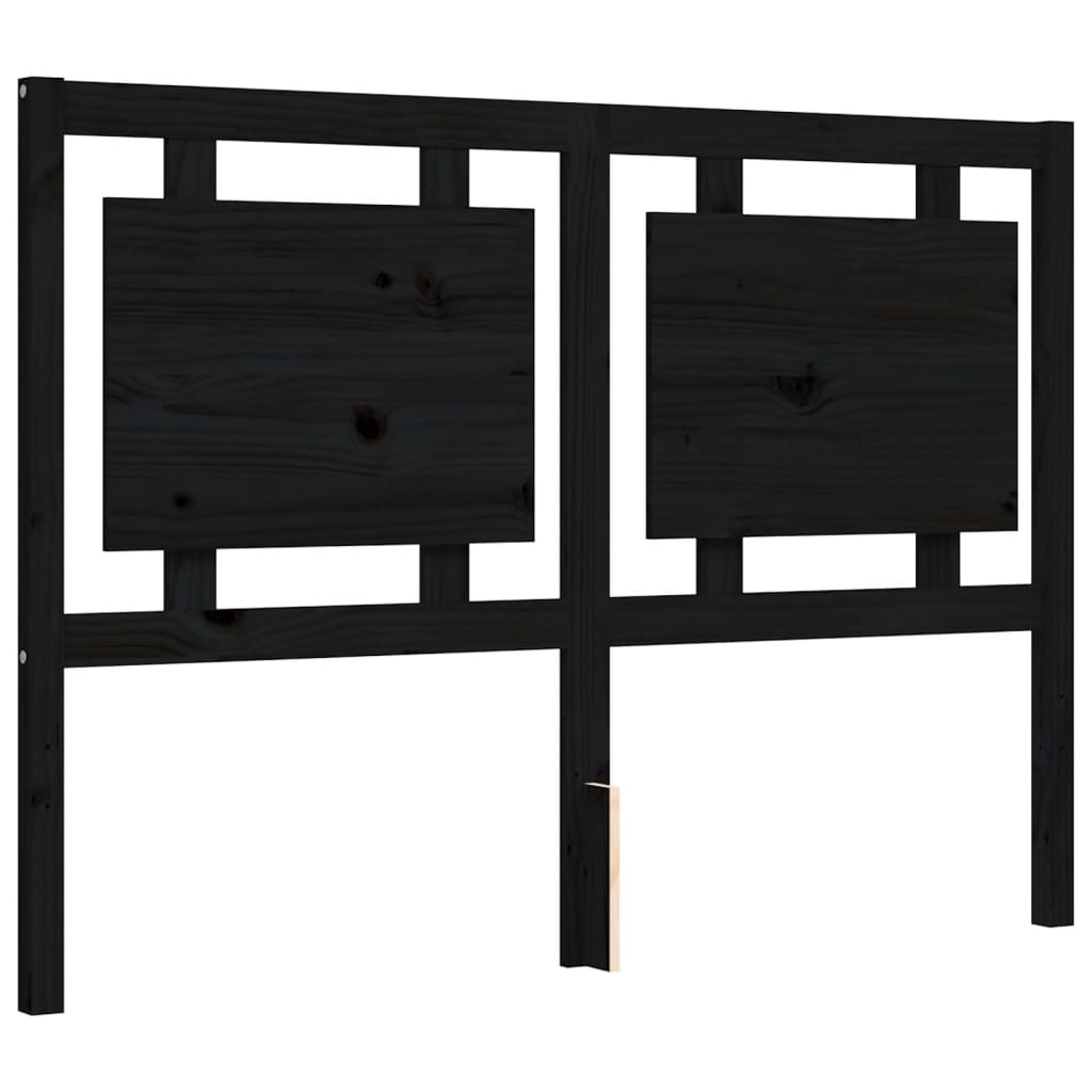 Bed Frame with Headboard Black 137x187 cm Double Solid Wood