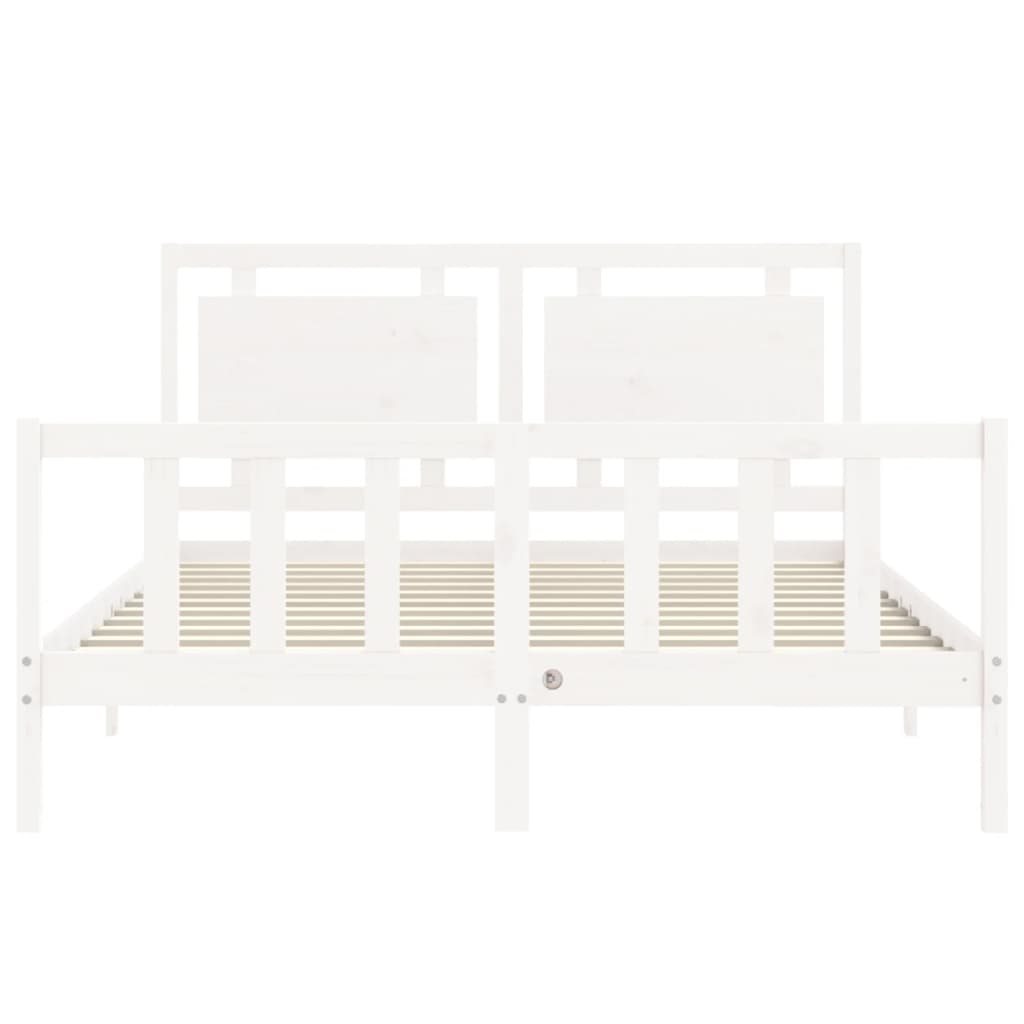 Bed Frame with Headboard White 153x203 cm Queen Solid Wood