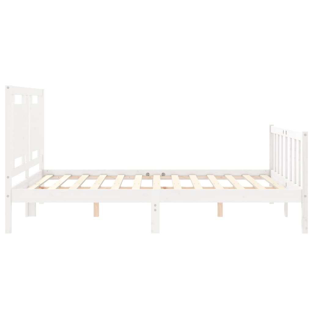 Bed Frame with Headboard White 153x203 cm Queen Solid Wood