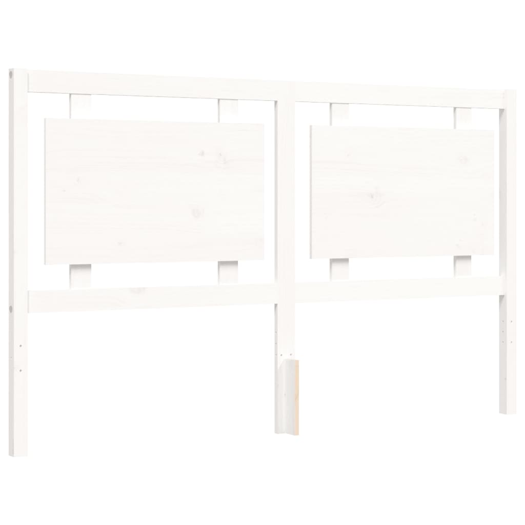 Bed Frame with Headboard White 153x203 cm Queen Solid Wood