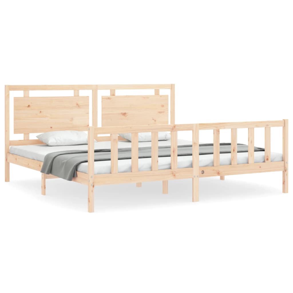 Bed Frame with Headboard 183x203 cm King Solid Wood