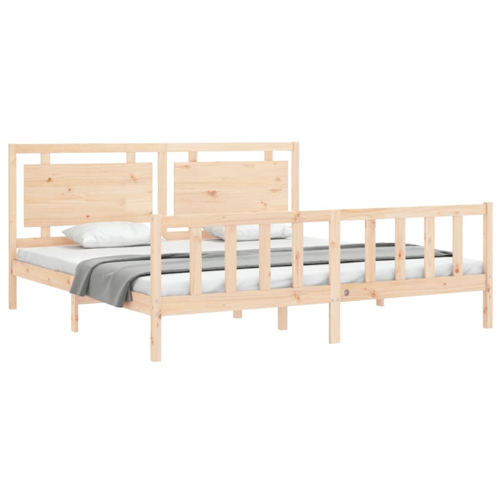 Bed Frame with Headboard 183x203 cm King Solid Wood