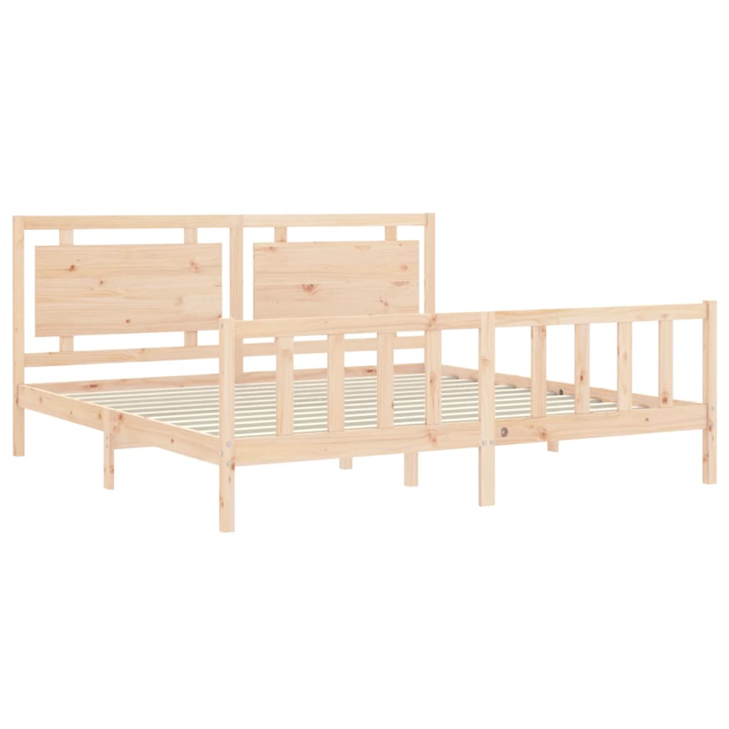 Bed Frame with Headboard 183x203 cm King Solid Wood