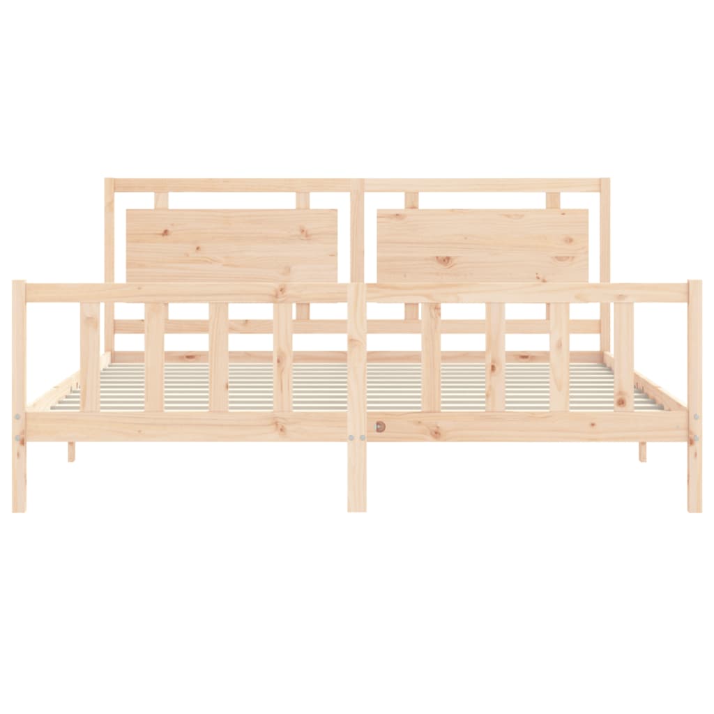 Bed Frame with Headboard 183x203 cm King Solid Wood