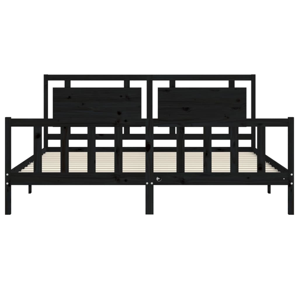 Bed Frame with Headboard Black 183x203 cm King Solid Wood