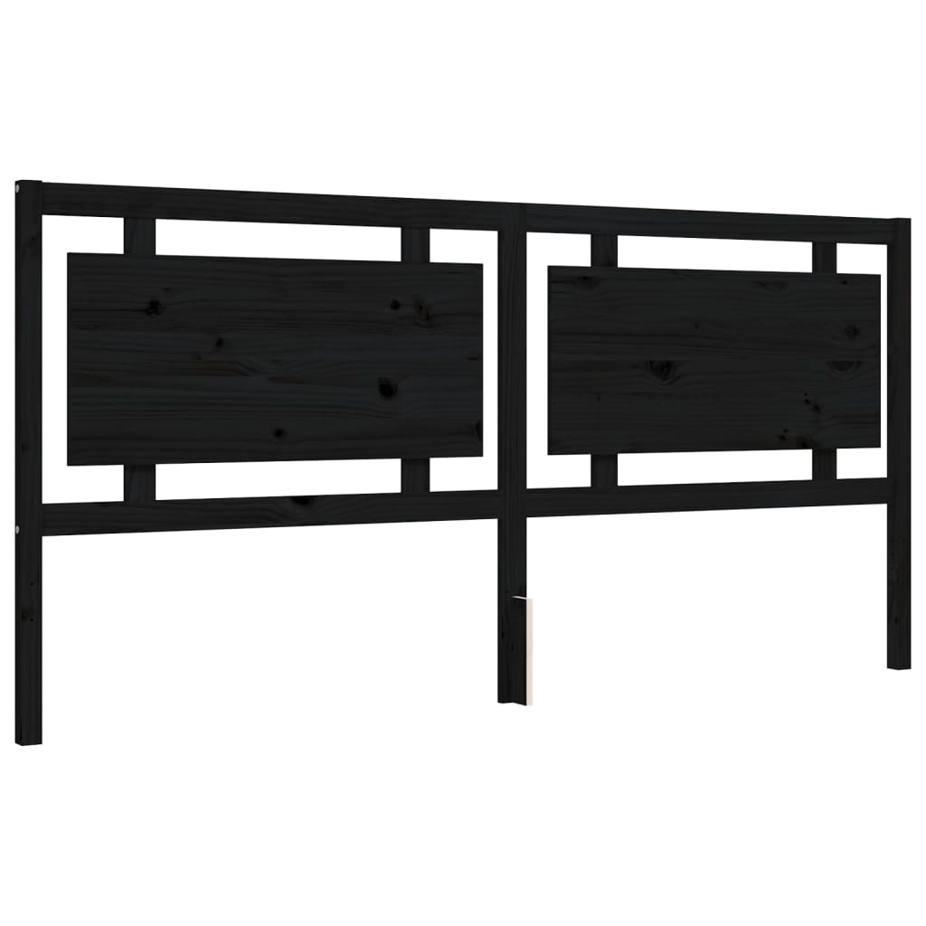 Bed Frame with Headboard Black 183x203 cm King Solid Wood