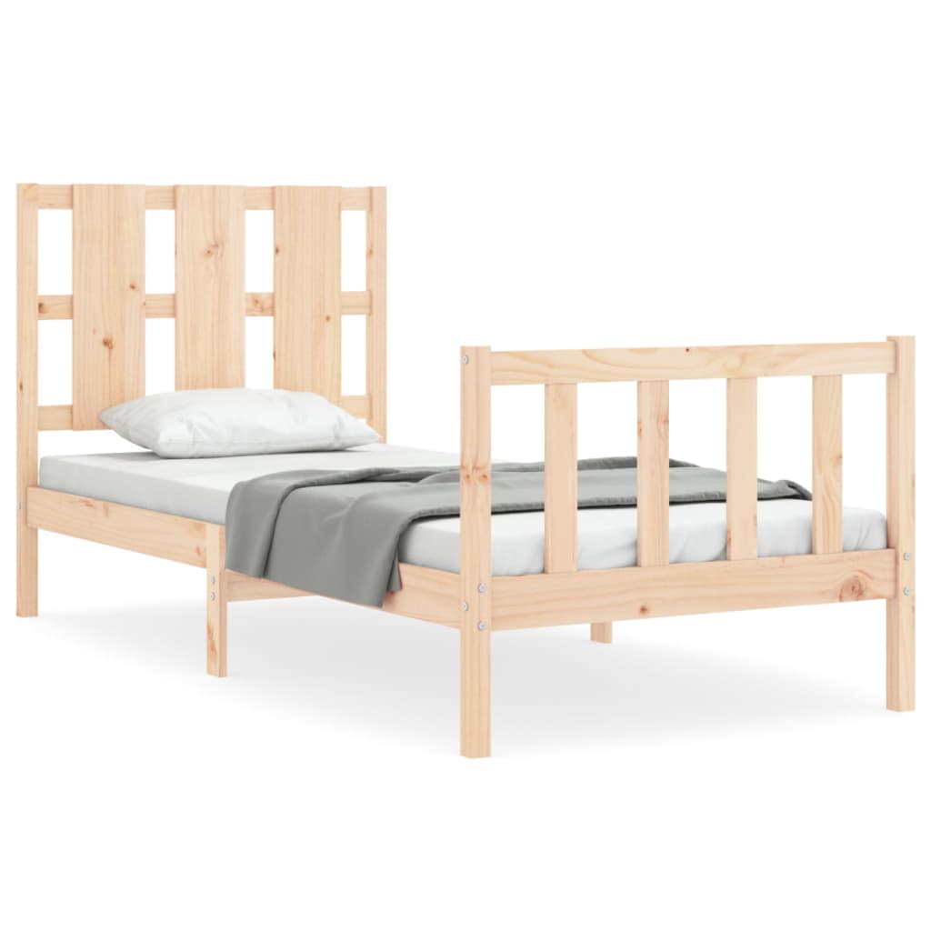 Bed Frame with Headboard 92x187 cm Single Size Solid Wood