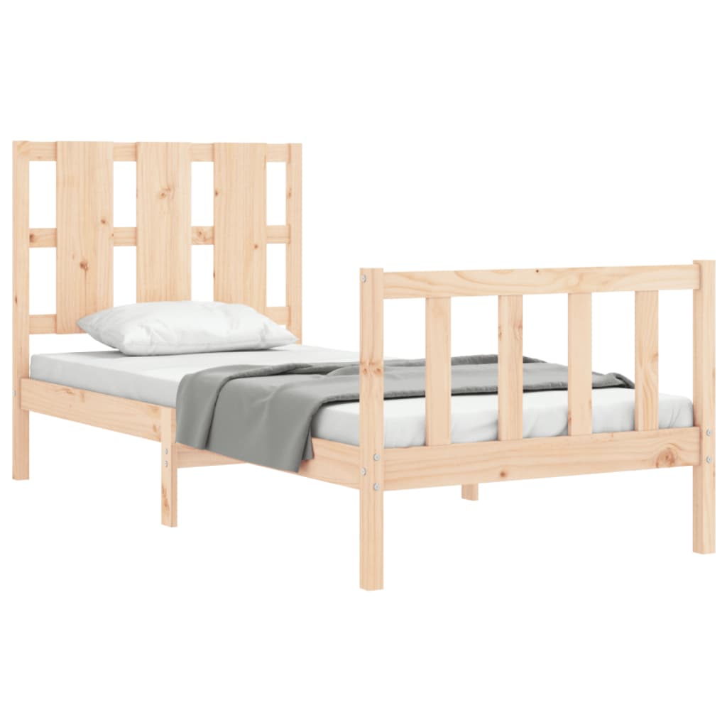 Bed Frame with Headboard 92x187 cm Single Size Solid Wood