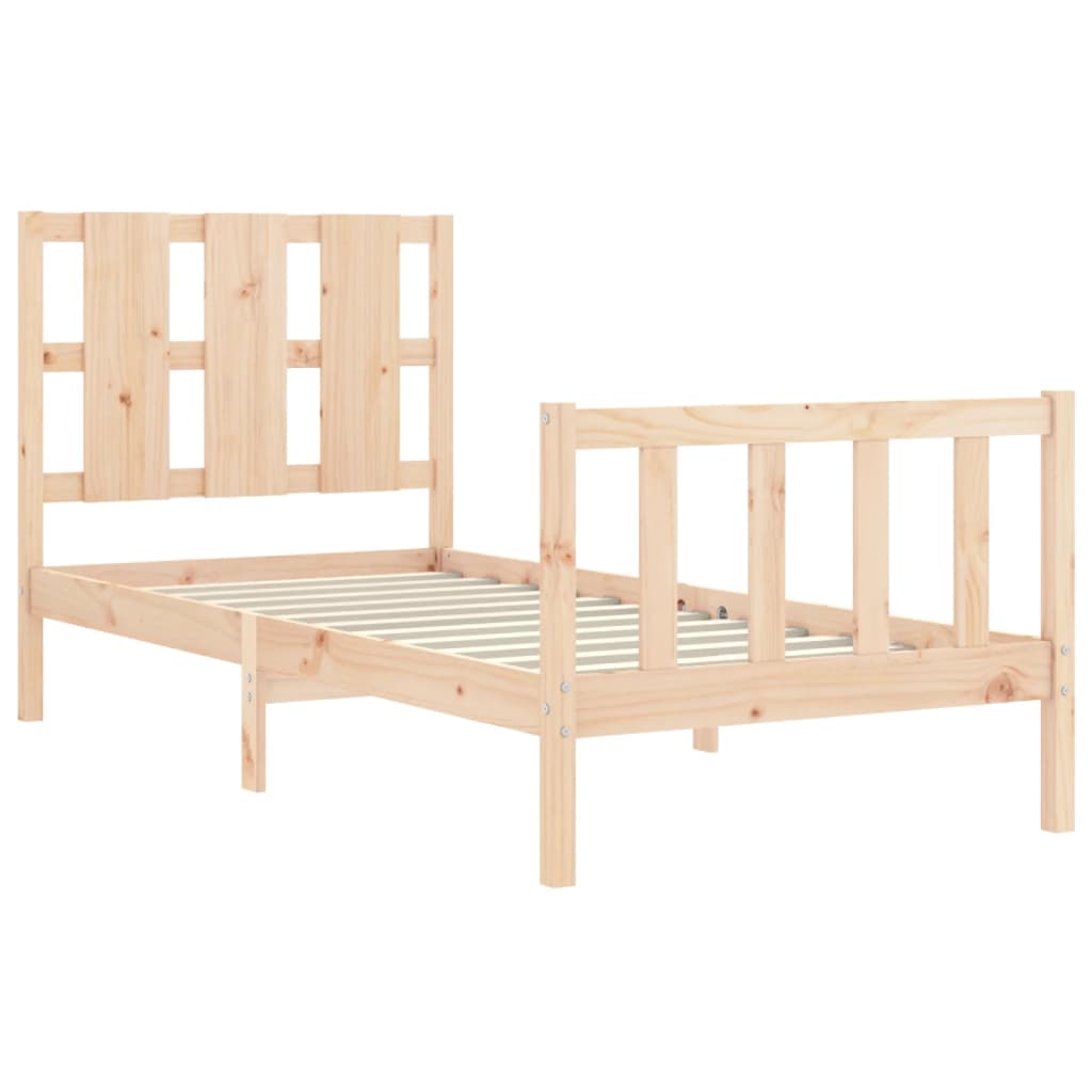 Bed Frame with Headboard 92x187 cm Single Size Solid Wood