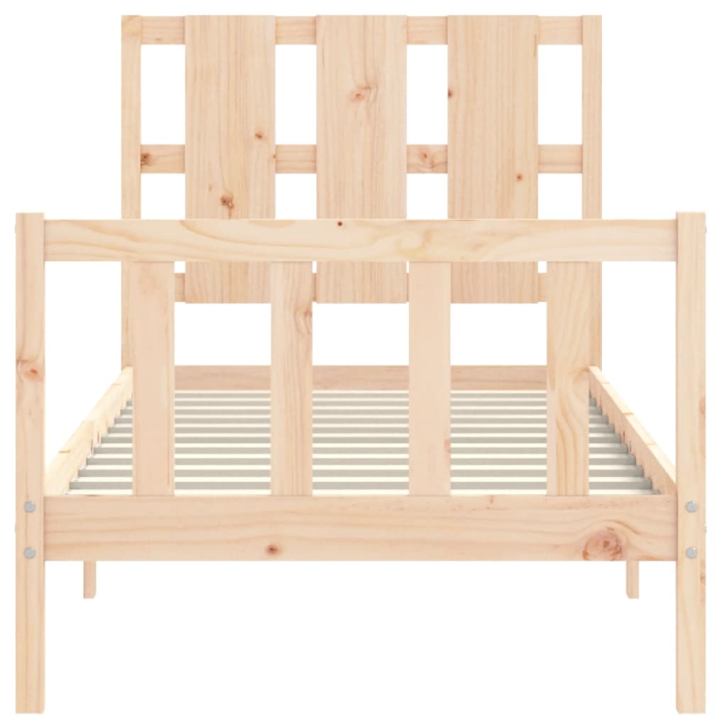 Bed Frame with Headboard 92x187 cm Single Size Solid Wood