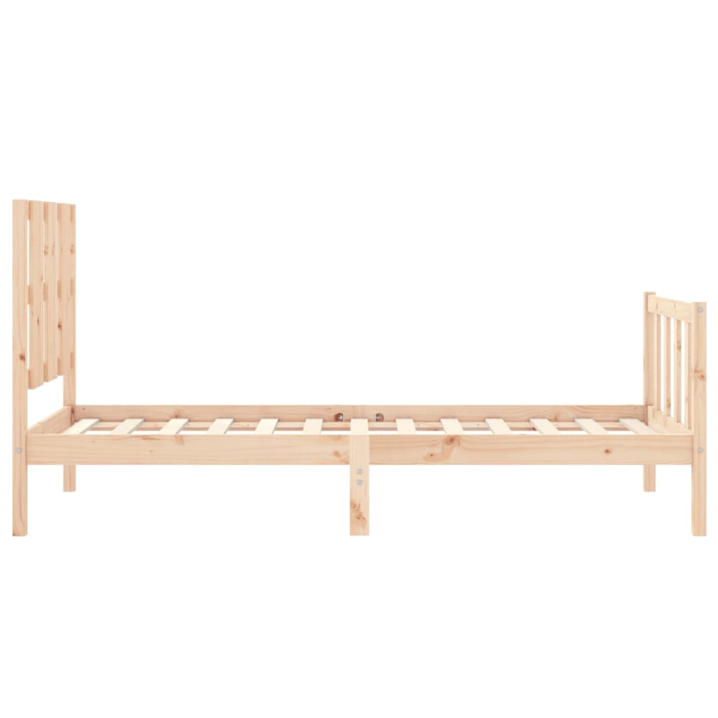 Bed Frame with Headboard 92x187 cm Single Size Solid Wood