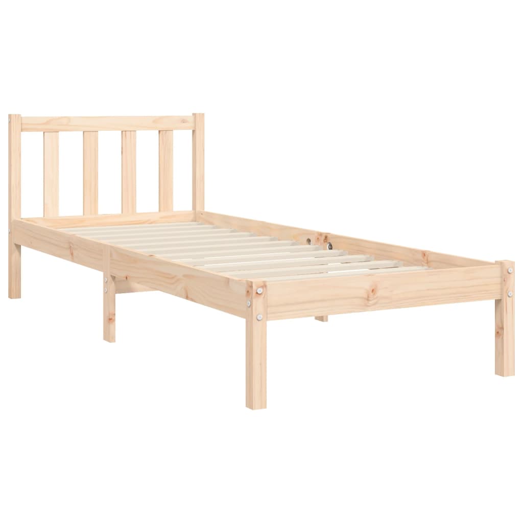 Bed Frame with Headboard 92x187 cm Single Size Solid Wood