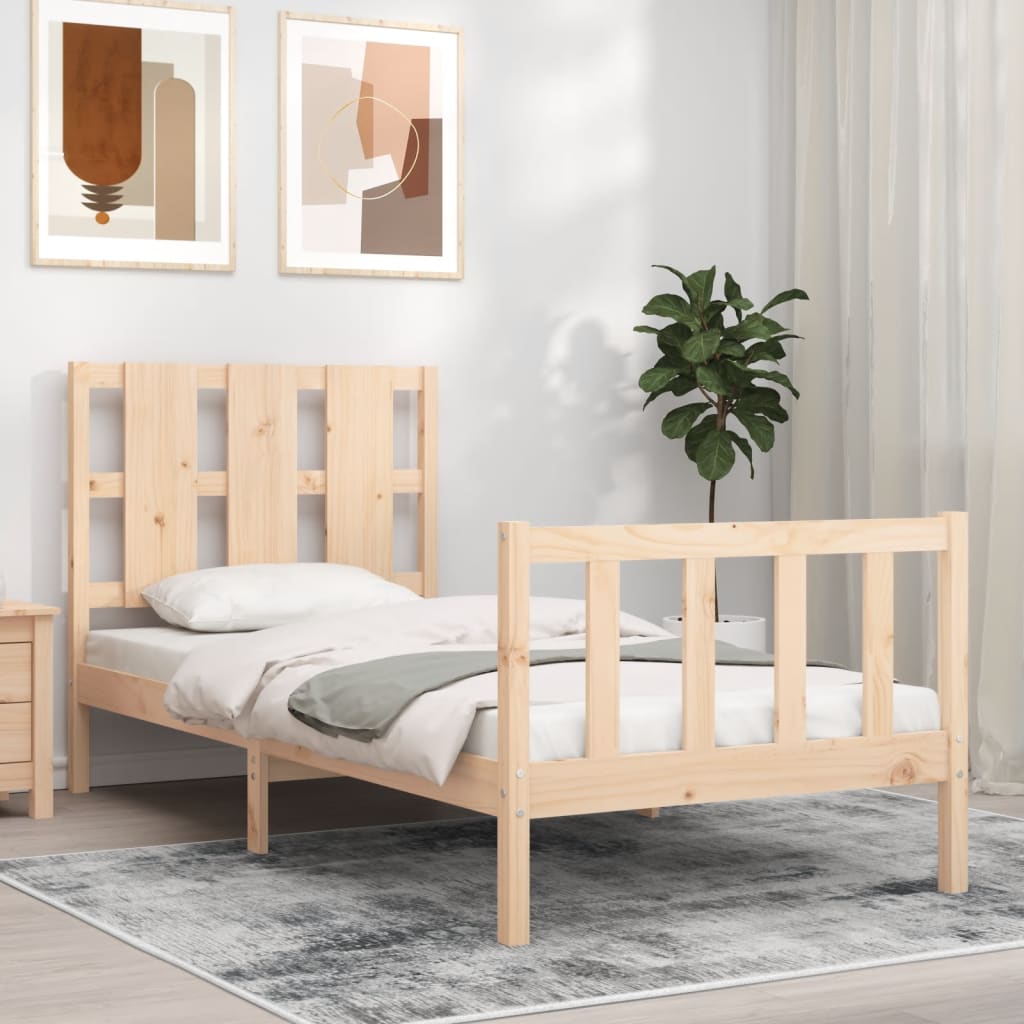 Bed Frame With Headboard 137X187 Cm Double Solid Wood