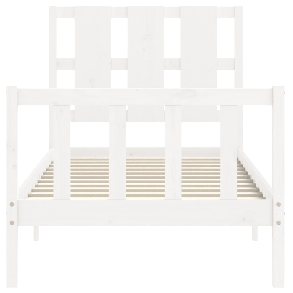 Bed Frame with Headboard White 92x187 cm Single Size Solid Wood