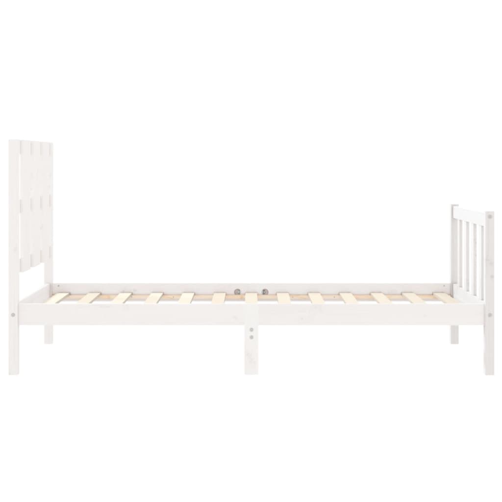 Bed Frame with Headboard White 92x187 cm Single Size Solid Wood