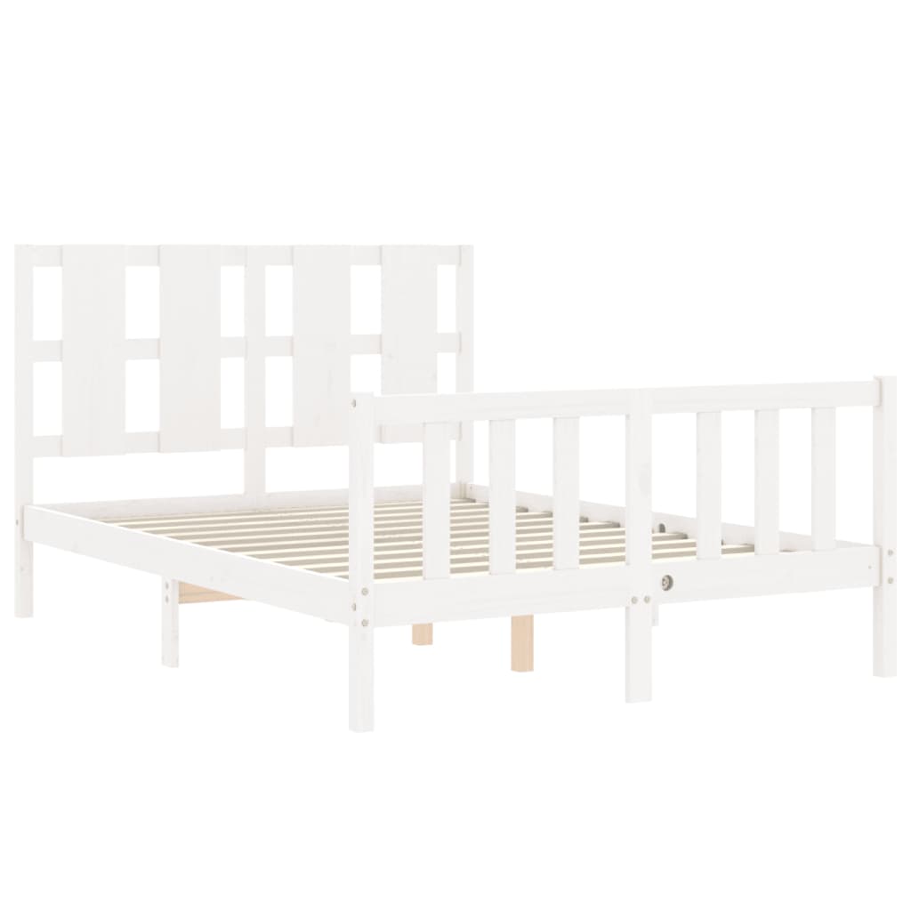 Bed Frame With Headboard 137X187 Cm Double Solid Wood