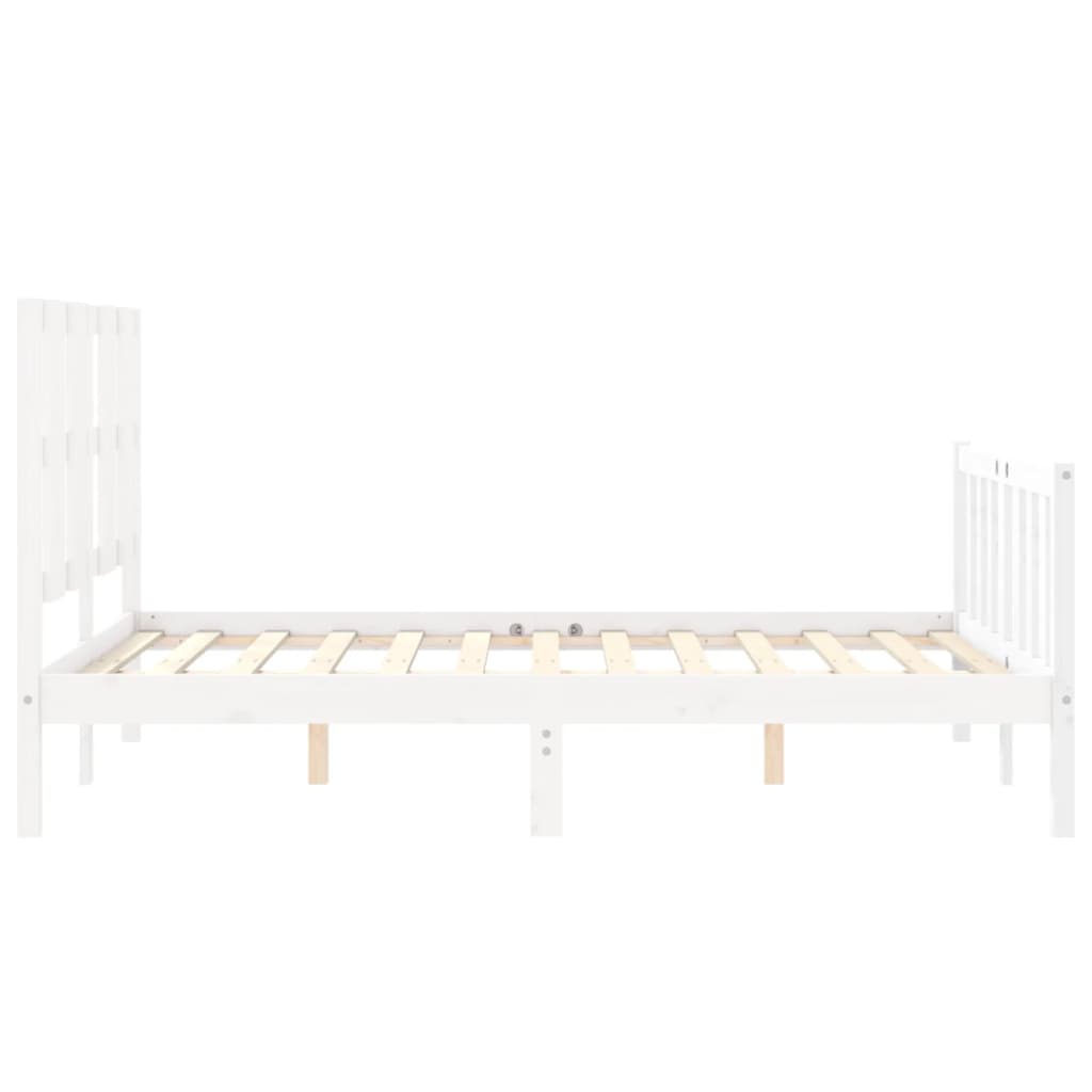 Bed Frame With Headboard 137X187 Cm Double Solid Wood