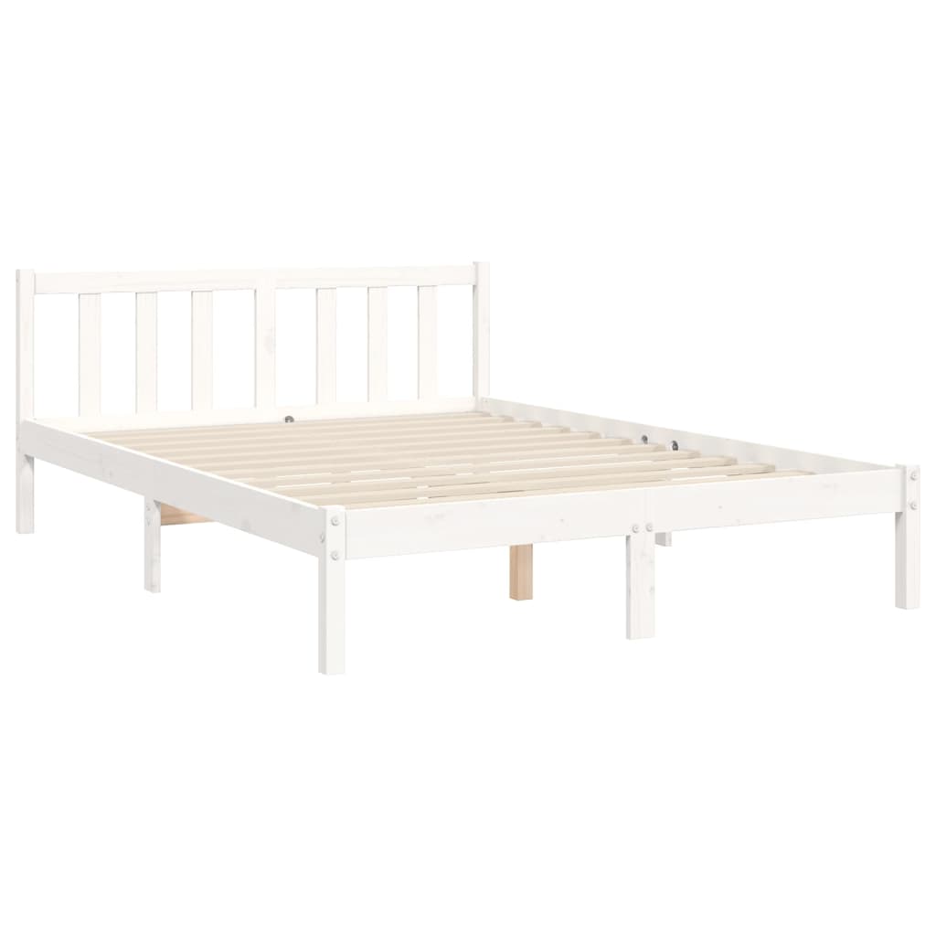 Bed Frame With Headboard 137X187 Cm Double Solid Wood