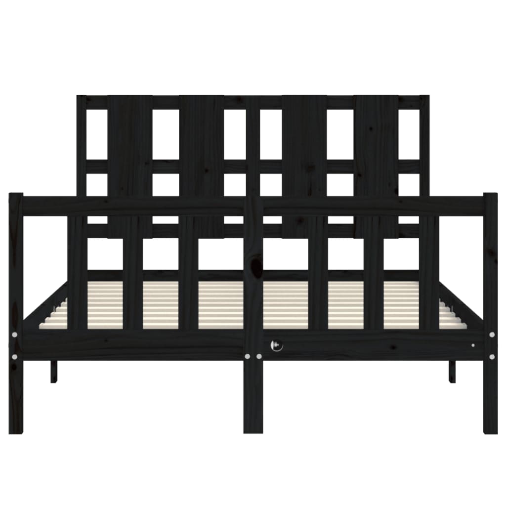 Bed Frame with Headboard Black 137x187 cm Double Solid Wood