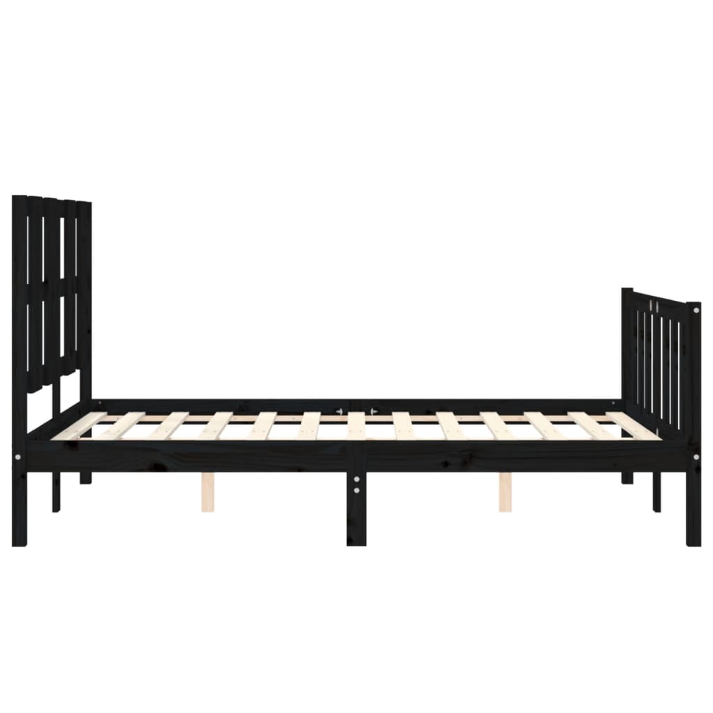 Bed Frame with Headboard Black 137x187 cm Double Solid Wood