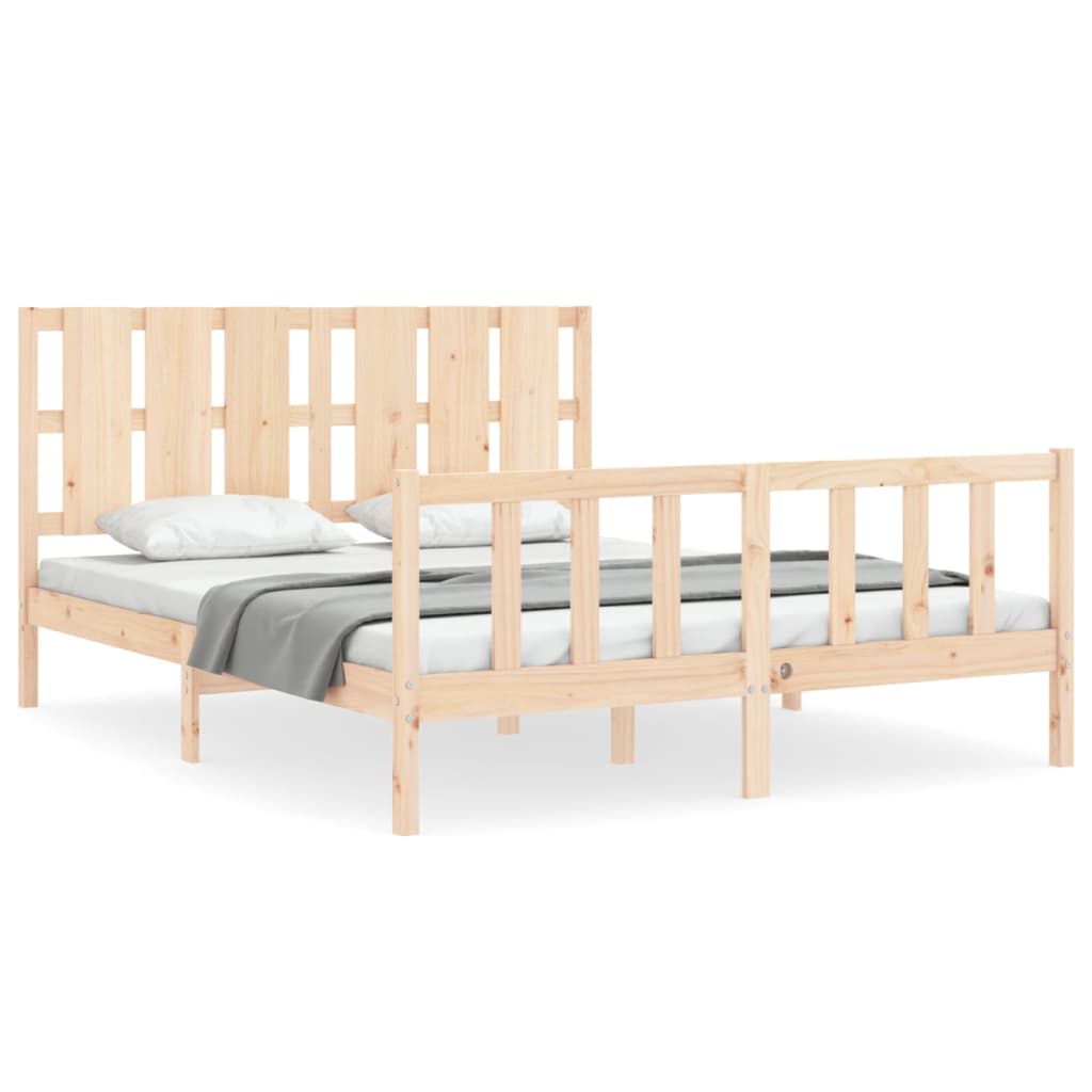 Bed Frame with Headboard 153x203 cm Queen Solid Wood