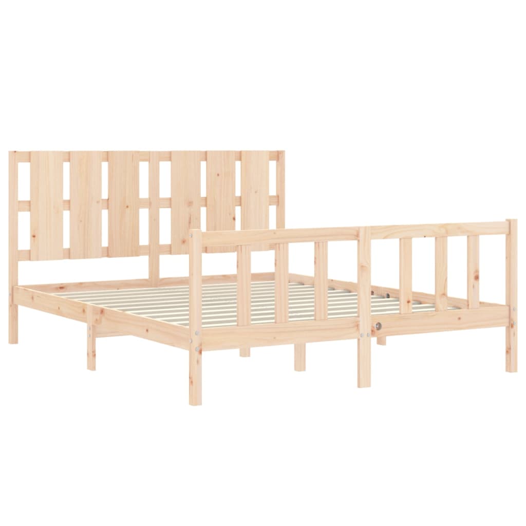 Bed Frame with Headboard 153x203 cm Queen Solid Wood