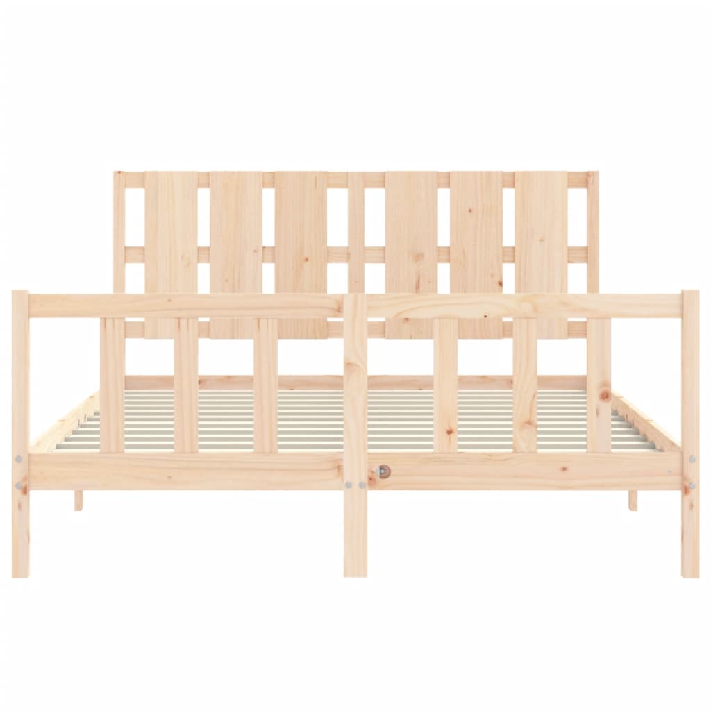 Bed Frame with Headboard 153x203 cm Queen Solid Wood