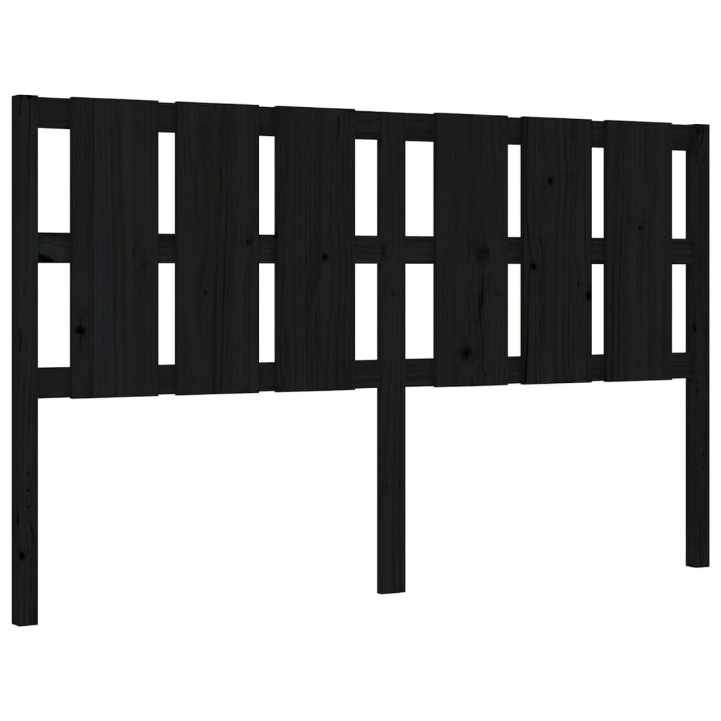 Bed Frame with Headboard Black 153x203 cm Queen Solid Wood