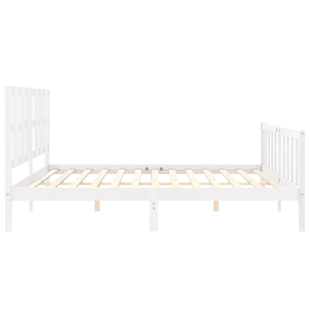 Bed Frame with Headboard White 183x203 cm King Solid Wood