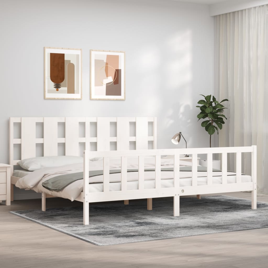 Bed Frame With Headboard 137X187 Cm Double Solid Wood