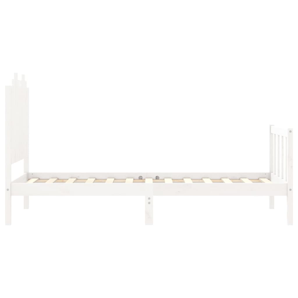 Bed Frame with Headboard White 92x187 cm Single Size Solid Wood