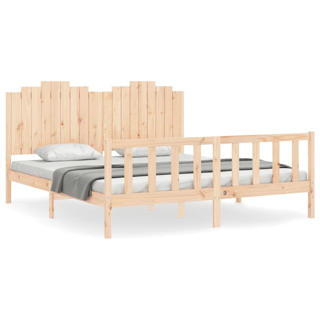 Bed Frame with Headboard 183x203 cm King Solid Wood