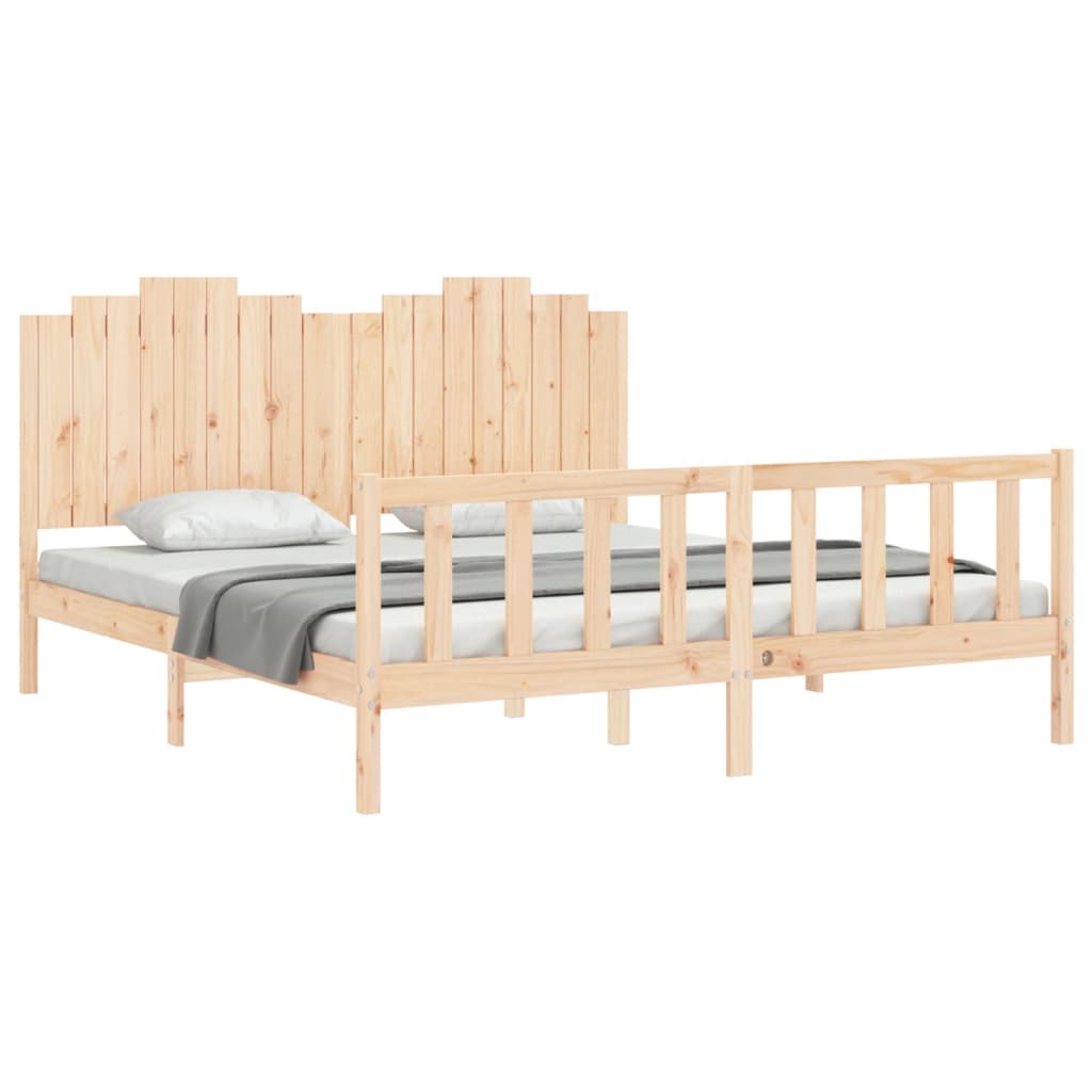 Bed Frame with Headboard 183x203 cm King Solid Wood