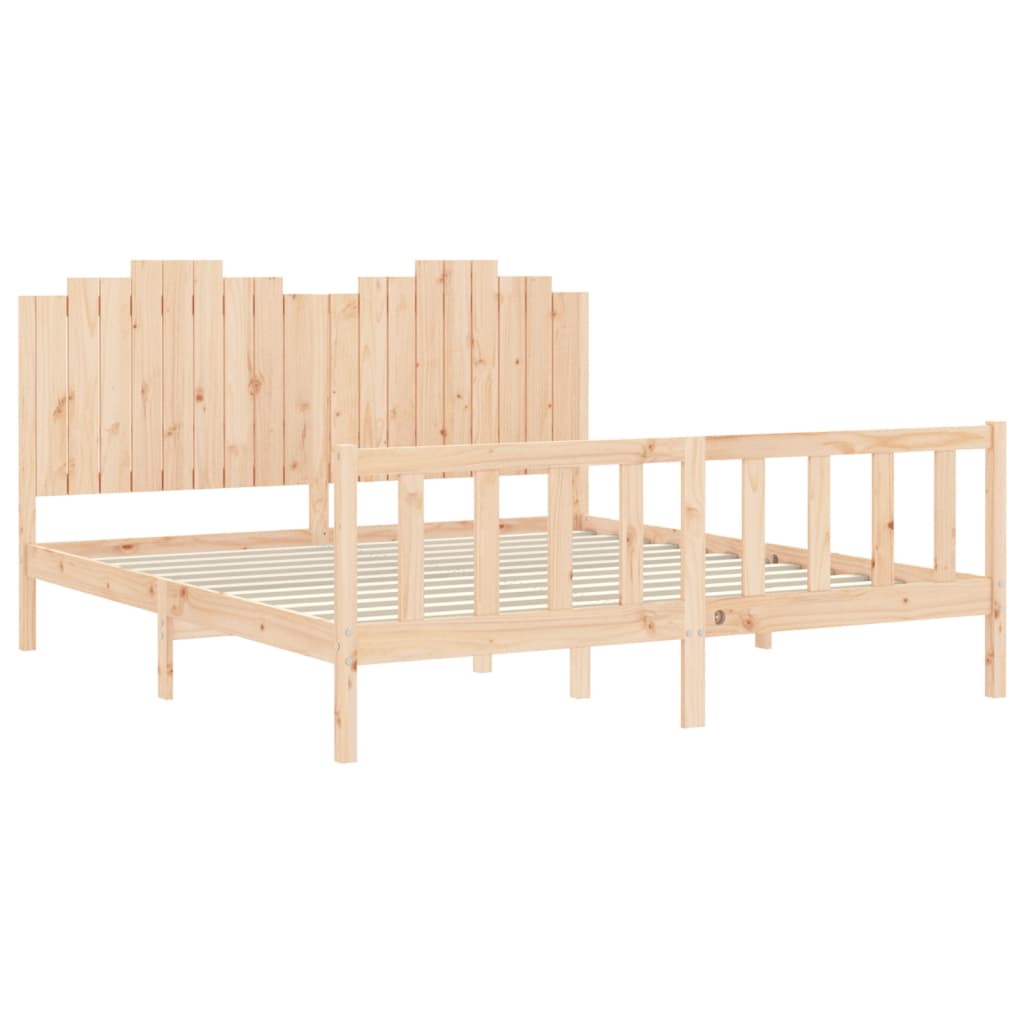 Bed Frame with Headboard 183x203 cm King Solid Wood