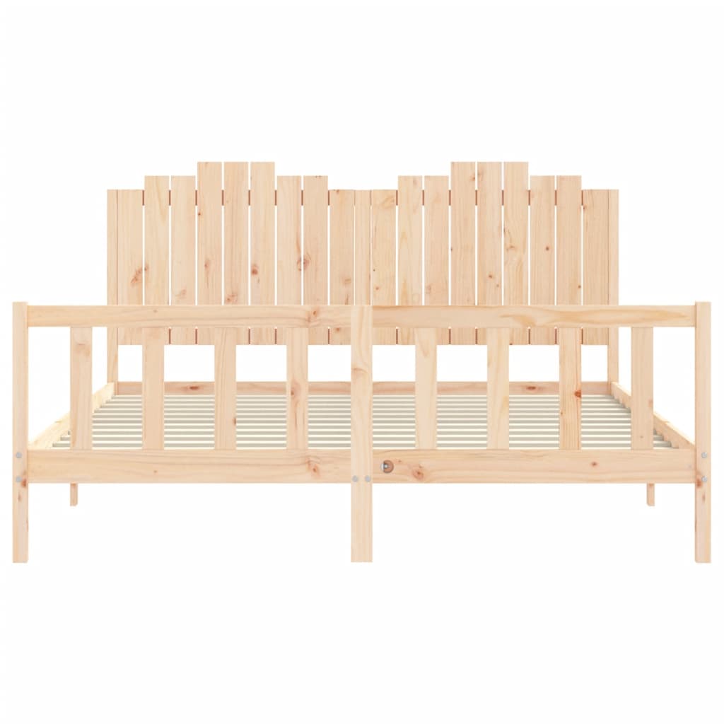 Bed Frame with Headboard 183x203 cm King Solid Wood