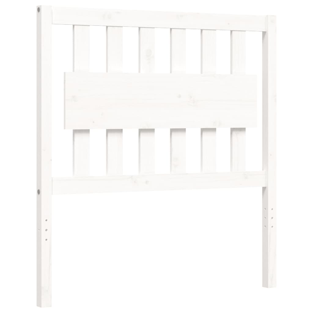 Bed Frame with Headboard White 92x187 cm Single Size Solid Wood